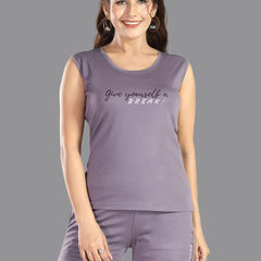 Be You Typography Printed Sleeveless Modal Night suit