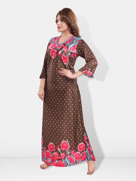 Be You Floral Printed Satin Maxi Nightdress