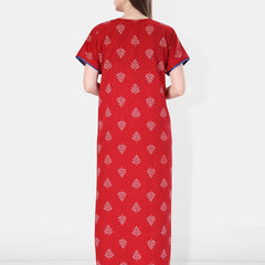 Be You Ethnic Printed Embroidered Maxi Nightdress
