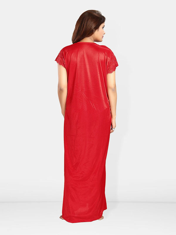 Be You Self Design Satin Maxi Nightdress