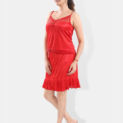 Be You Shoulder Straps Satin Night Suit With Robe