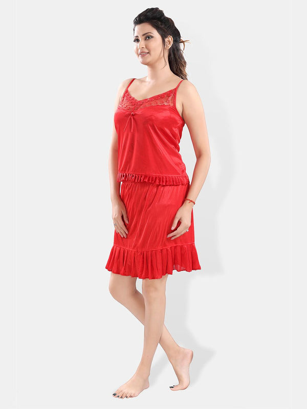 Be You Shoulder Straps Satin Night Suit With Robe