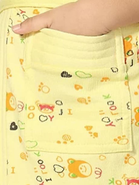 Be You Yellow Conversational Cotton Drawstring Knee Length Bath Robe