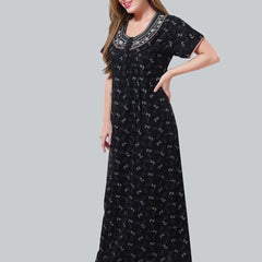 Be You Black Embroidered Maxi Nightdress