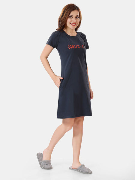 Be You Typographic Printed T-shirt Nightdress