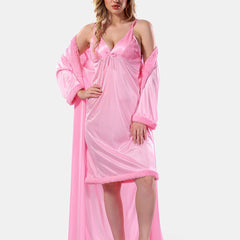 Be You Floral Lace Satin Night Dress With Robe