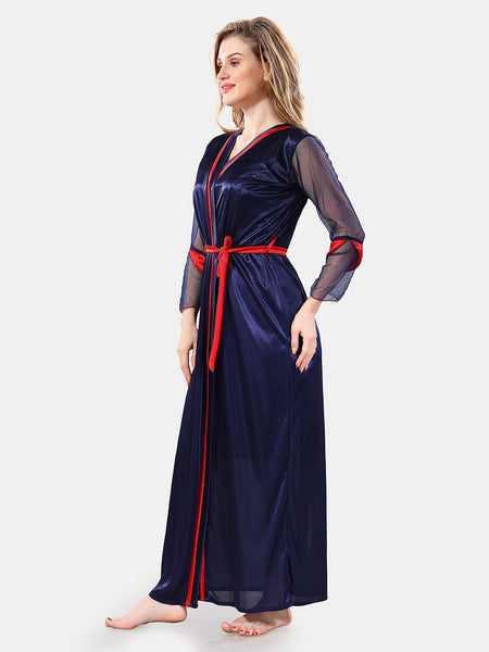 Be You Shoulder Strap Satin Maxi Nightdress With Robe