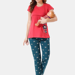 Be You Floral Printed Feeding Maternity Night Suit