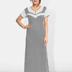Be You Striped Maxi Satin Maternity Sweat Nightdress