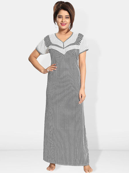 Be You Striped Maxi Satin Maternity Sweat Nightdress