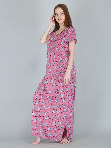 Be You Women Printed Maternity Maxi Nightdress