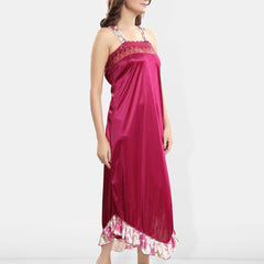 Be You Floral Printed 5 Pieces Satin Nightdress