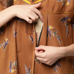 Be You Mustard Printed Maxi Nightdress