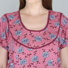 Be You Women Printed Maternity Maxi Nightdress