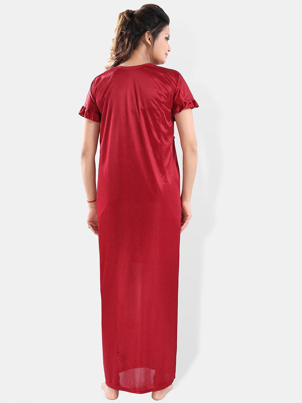 Be You Shoulder Straps Satin Night Suit With Robe