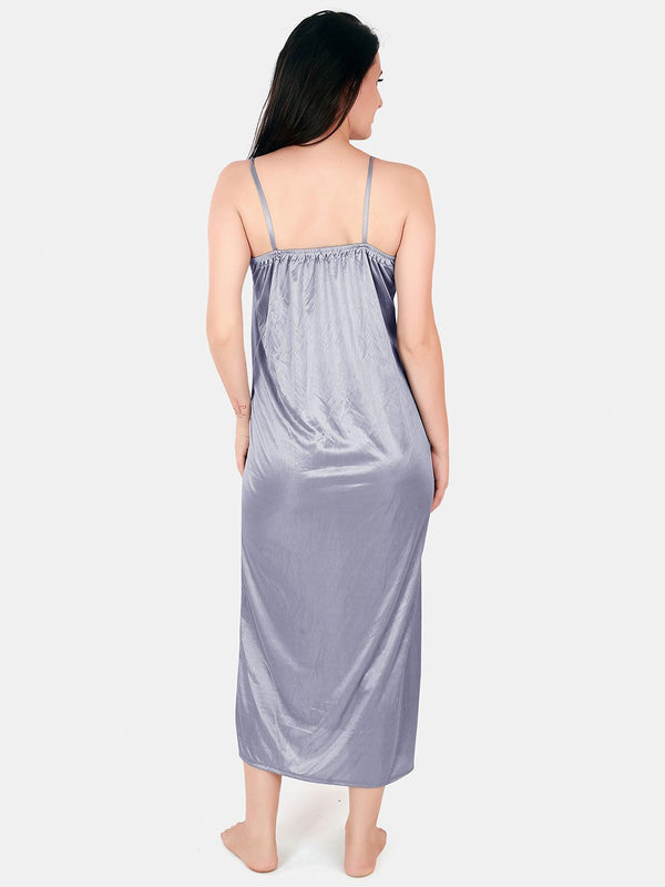 Be You Floral Lace Shoulder Straps Satin Maxi Nightdress With Robe