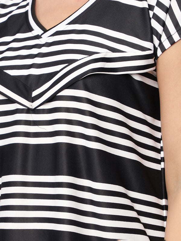 Be You Black Printed Maxi Maternity Nightdress