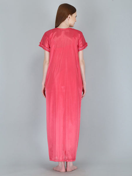 Be You Women Peach-Coloured Maxi Nightdress With Robe