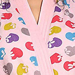 Be You Hearts Pink Conversational Cotton Drawstring Knee Length Bath Robe
