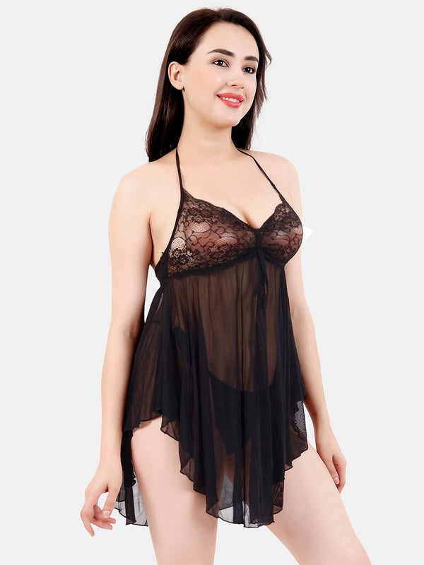 Be You Self Design Net Halter Neck Baby Doll