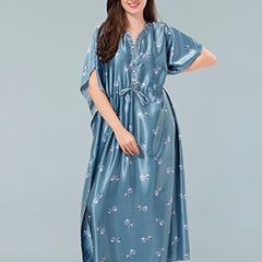 Be You Blue Printed Maxi Kaftan Nightdress