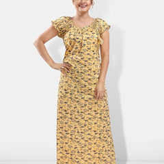 Be You Floral Printed Square Neck Satin Maxi Nightdress