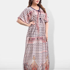 Be You Conversational Printed Satin Maxi Kaftan Nightdress