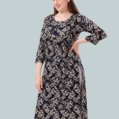 Be You Women Foil Printed Maternity Kurta