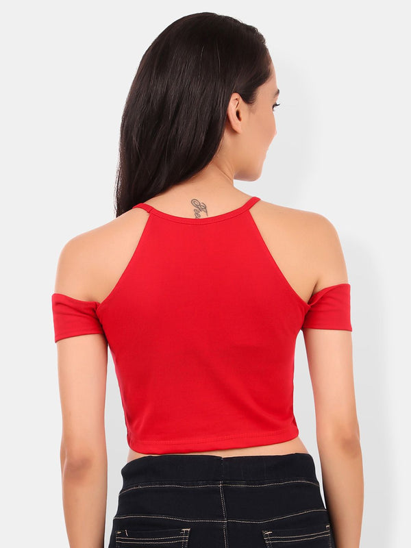 Be You Cold-Shoulder Cotton Crop Top