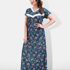 Be You Floral Printed Maternity Satin Maxi Nightdress