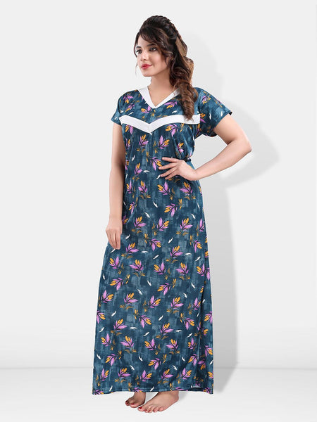 Be You Floral Printed Maternity Satin Maxi Nightdress