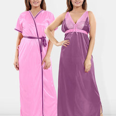 Be You V-Neck Maxi Satin Nightdress With Robe