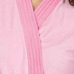 Be You Two-Tone Pink Solid Cotton Drawstring Knee Length Bath Robe