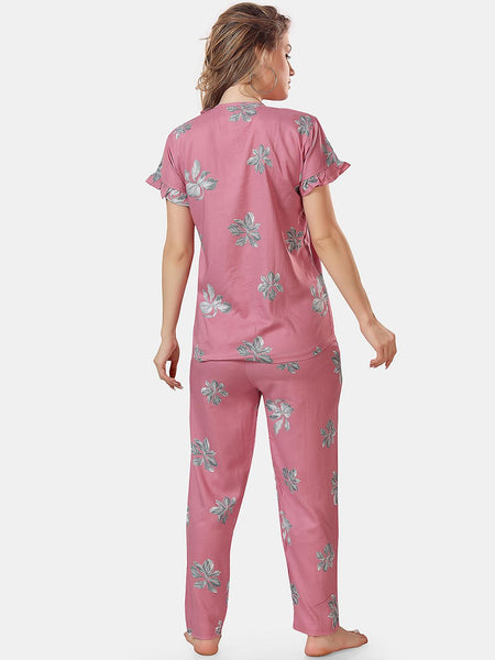 Be You Floral Printed Ruffles Night Suit