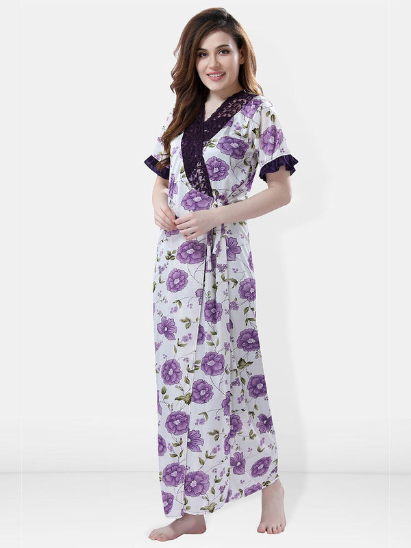Be You Floral Printed Satin Maxi Nightdress