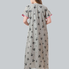 Be You Grey Embroidered Maxi Nightdress