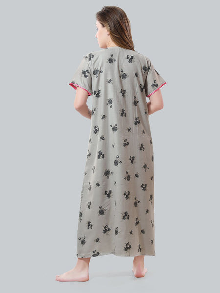 Be You Grey Embroidered Maxi Nightdress