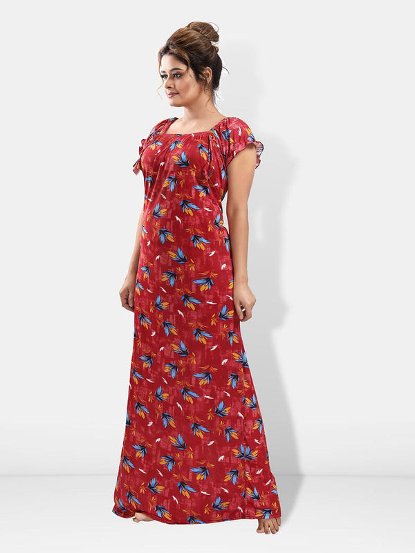 Be You Floral Printed Satin Maxi Nightdress