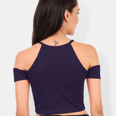 Be You Cold-Shoulder Cotton Crop Top