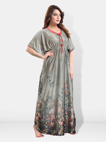 Be You Printed Satin Maxi Kaftan Nightdress