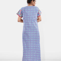 Be You Women Printed Pure Cotton Maxi Nightdress