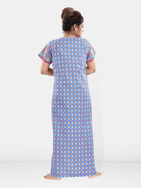 Be You Women Printed Pure Cotton Maxi Nightdress