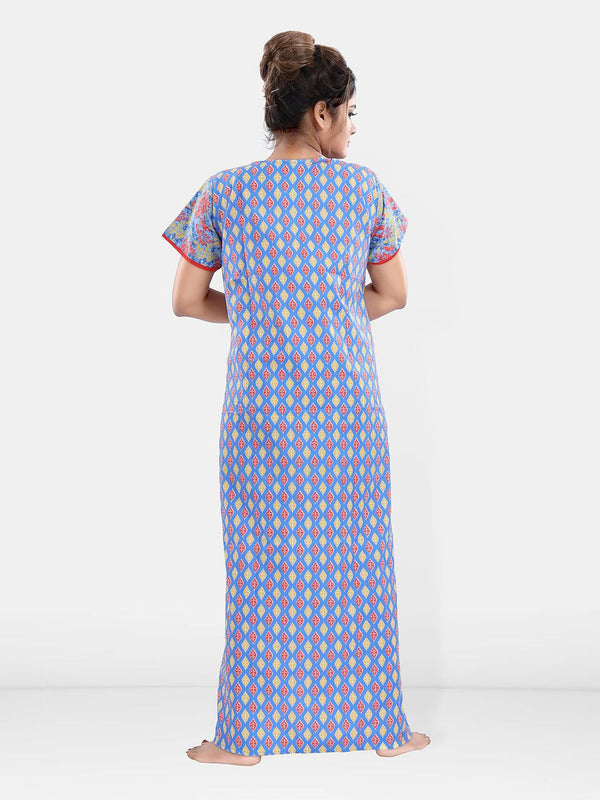 Be You Women Printed Pure Cotton Maxi Nightdress
