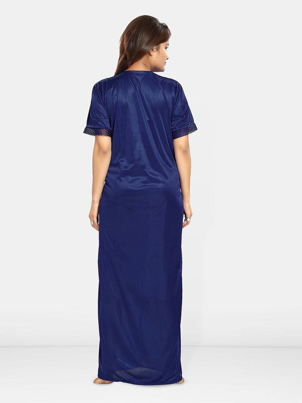 Be You Solid Satin Maxi Nightdress With Robe