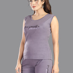 Be You Typography Printed Sleeveless Modal Night suit