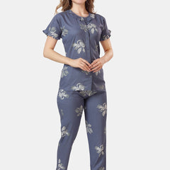 Be You Floral Printed Shirt And Pyjama Night Suit