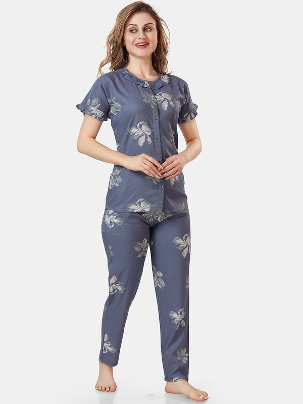Be You Floral Printed Shirt And Pyjama Night Suit