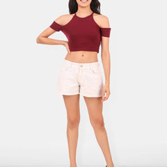 Be You Cold-Shoulder Cotton Crop Top