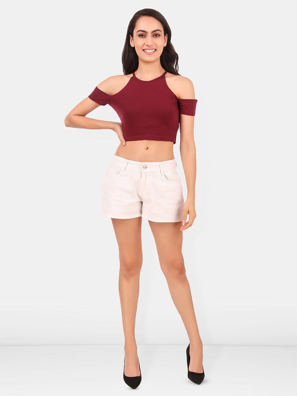 Be You Cold-Shoulder Cotton Crop Top