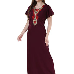 Be You Burgundy Embroidered Maxi Nightdress
